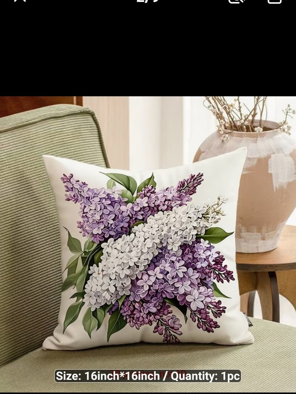 New Pr of Decorative Lilac Floral Throw Pillow Covers 18x18 1462-439